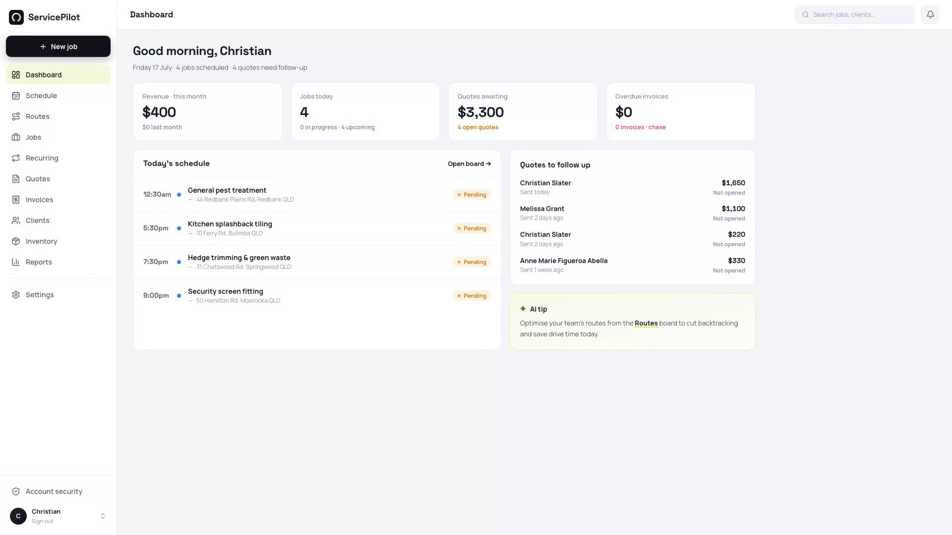 ServicePilot Job Management Platform